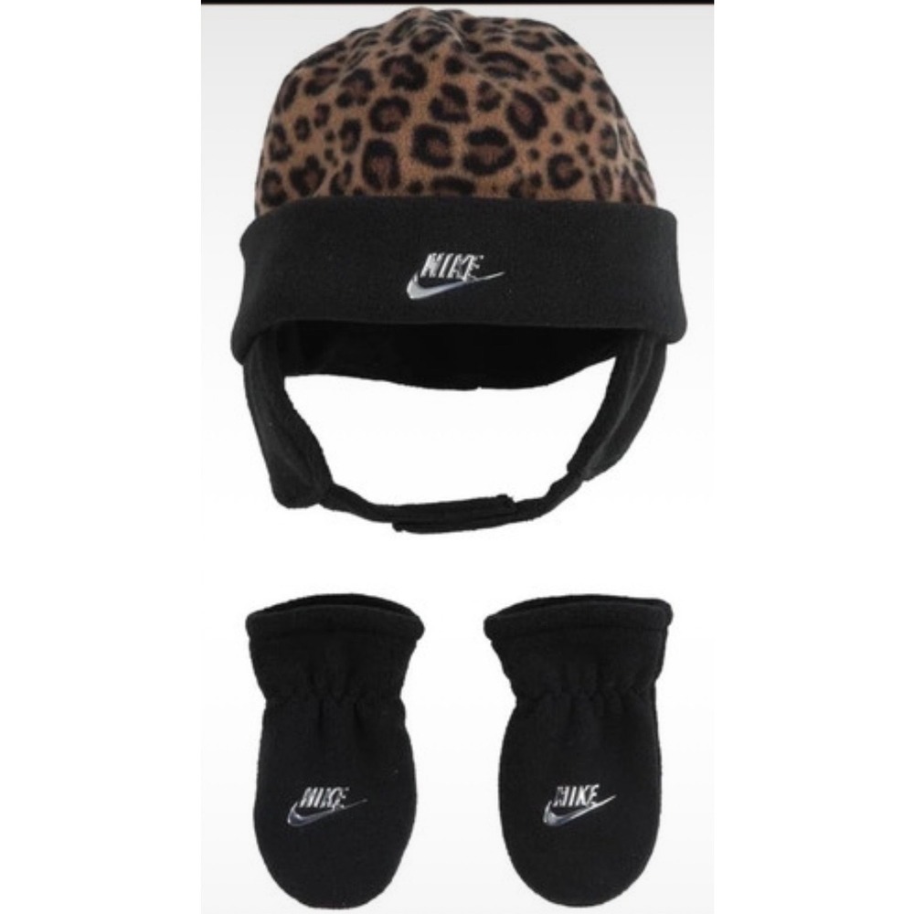 Nike Trapper Hat Mitten Set Infant Black Leopard Print NEW 1A2951-023